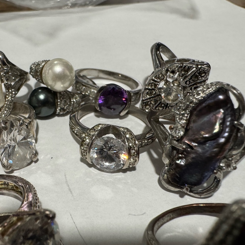 Elegant Silver Pearl Rings and Necklaces Bundle